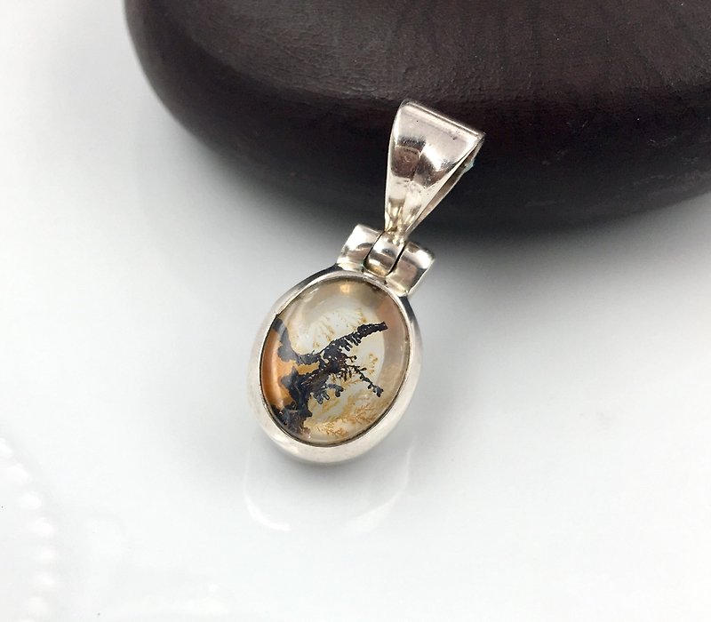 High quality natural branch citrine silver pendant (small) - Necklaces - Gemstone Yellow
