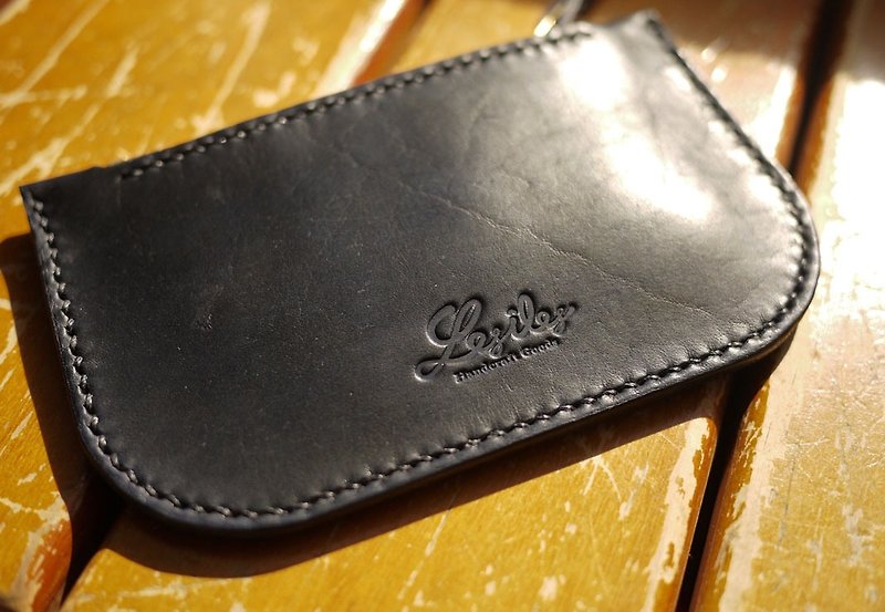 Leather Purse leather carry wallet cyan - กระเป๋าใส่เหรียญ - หนังแท้ สีน้ำเงิน