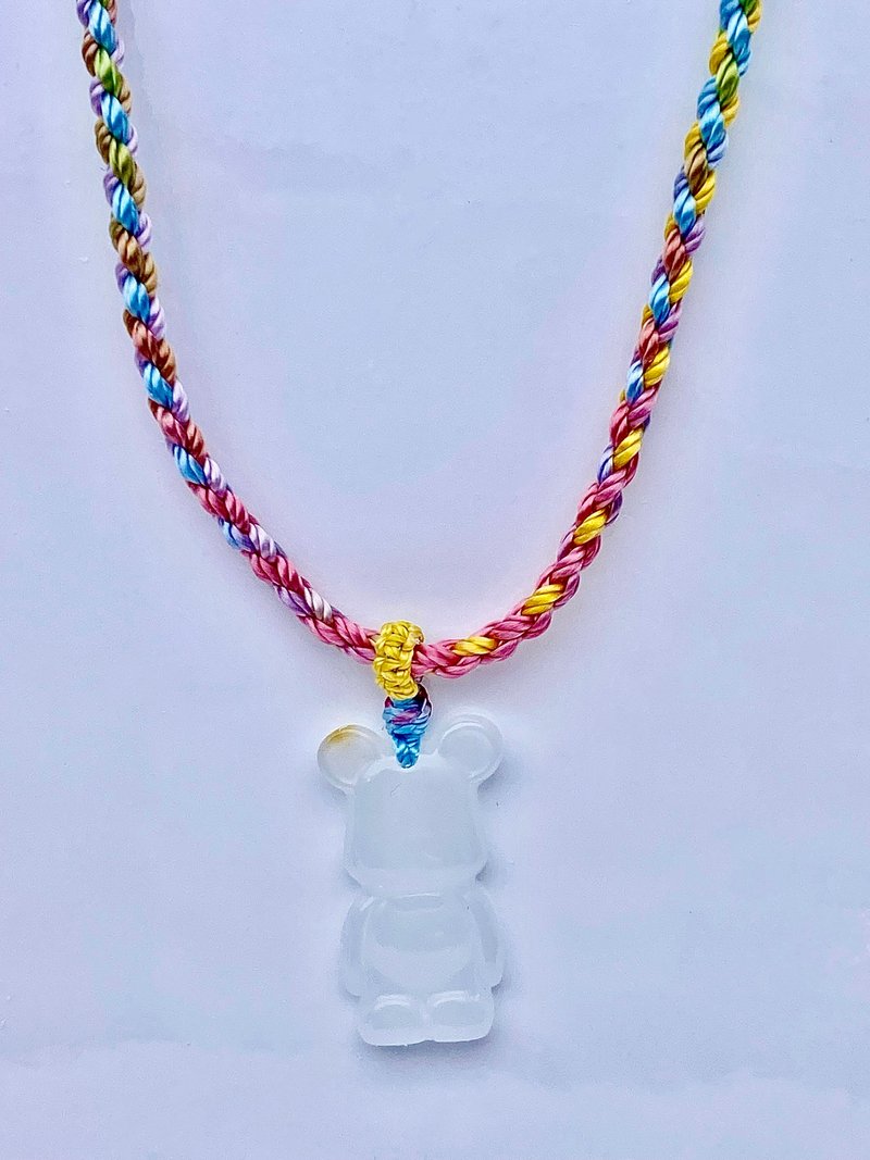 The Blessings - Braided necklace with bear Jadeite - สร้อยคอ - เครื่องเพชรพลอย 