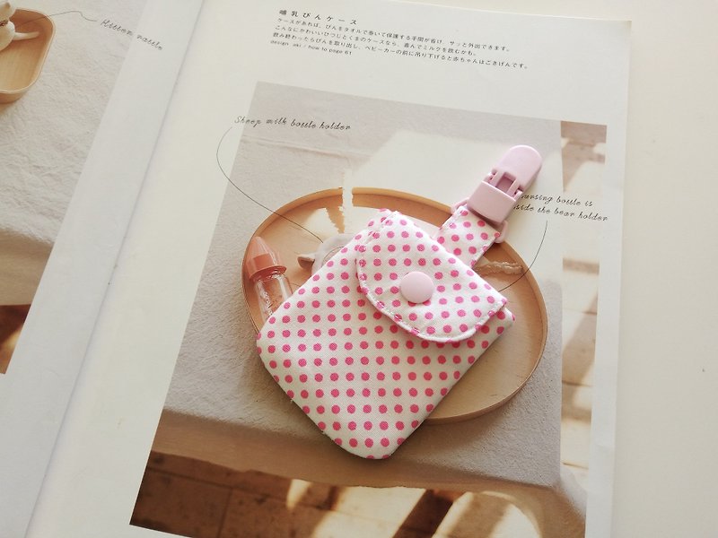 Pink dot moon gift peace symbol bag - Bibs - Cotton & Hemp Pink