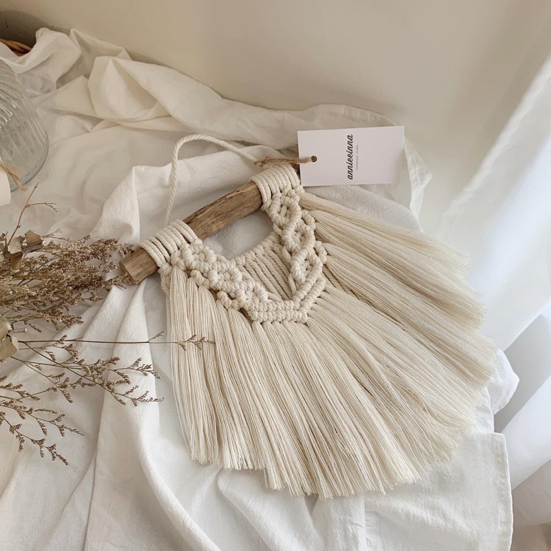 Macrame 原木 編織 流蘇 中小型 吊飾 - 擺飾/家飾品 - 棉．麻 白色