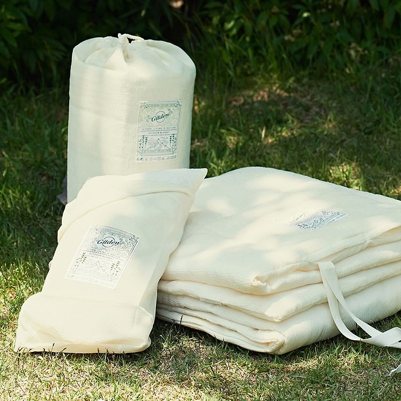 South Korea Gitden anti-mosquito seersucker camping quilt pillow three-piece set - เครื่องนอน - เส้นใยสังเคราะห์ ขาว