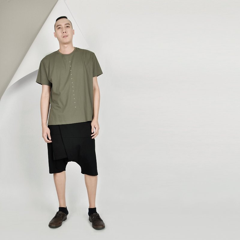 AFTER  - 印刷TEE後の斜視パンティー - Tシャツ メンズ - コットン・麻 グリーン