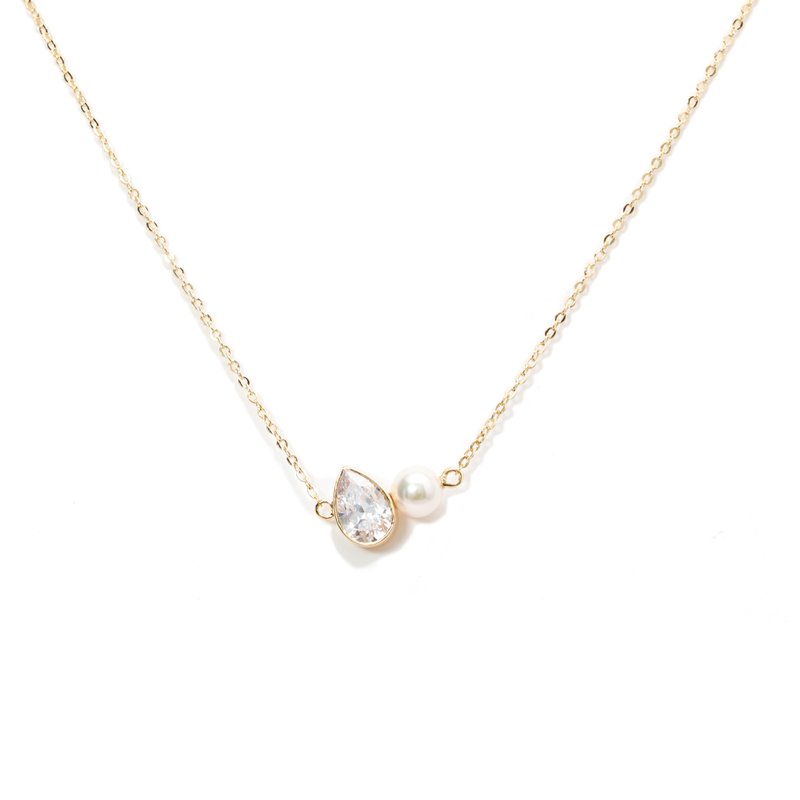 Fleur Pearl Necklace - สร้อยคอ - ไข่มุก สีทอง