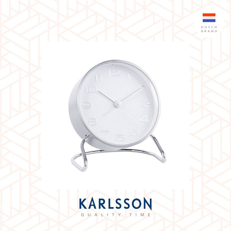 荷蘭Karlsson, Alarm Clock Classical numbers white - 時鐘/鬧鐘 - 其他金屬 白色