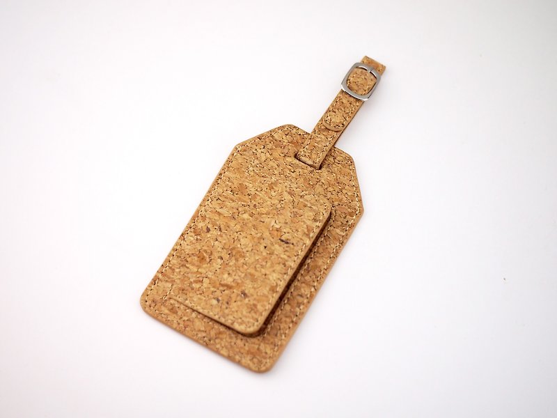 Cork Luggage Tags with Strap for suitcase Travel ID ,Badge Holder, Card Holder - Luggage Tags - Wood Khaki