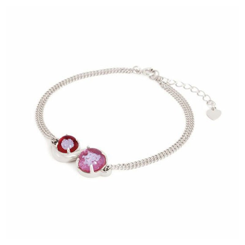 Ashes, hair and glass commemorative sterling silver square diamond bracelet - สร้อยข้อมือ - เงินแท้ สีเงิน