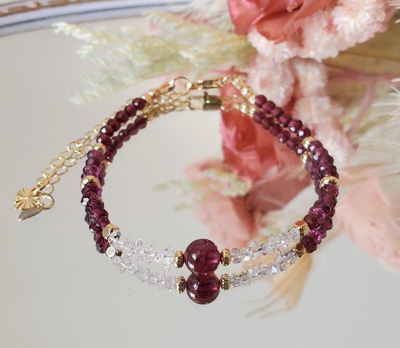 Deep love-Herkimon Shining Diamond/Purple Teeth Black Pomegranate/Gift/Christmas Exchange Gift/Elegance and Light Luxury - Bracelets - Crystal Multicolor