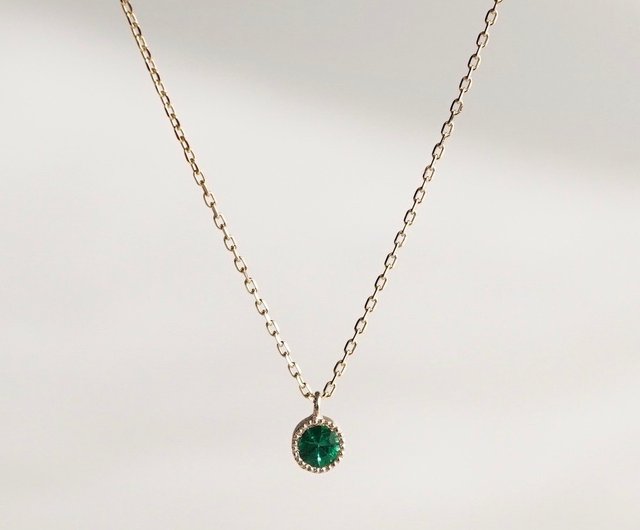 K18 Emerald birthstone pendant P033K18EM - Shop ateliersimo