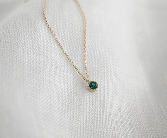 K18 Emerald birthstone pendant P033K18EM - Shop ateliersimo