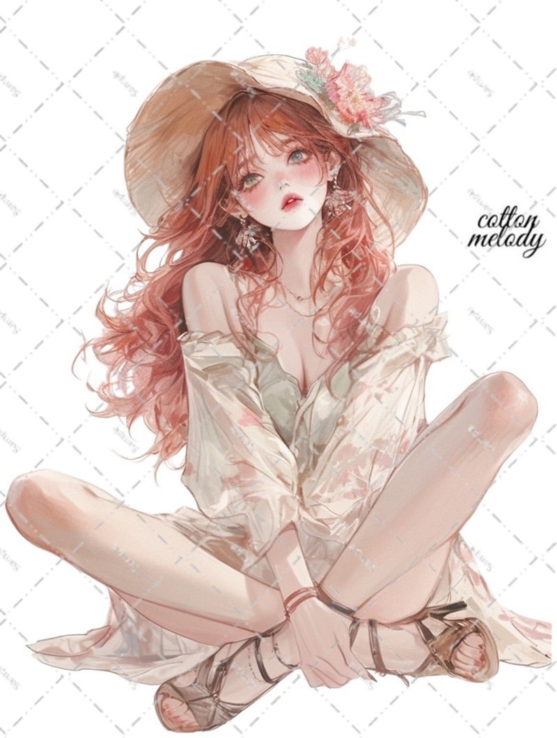 original sticker no.6524 人物ステッカー オリジナルステッカー 人物ステッカー 女の子ステッカー オリジナル人物ステッカー - 貼紙 - 紙 