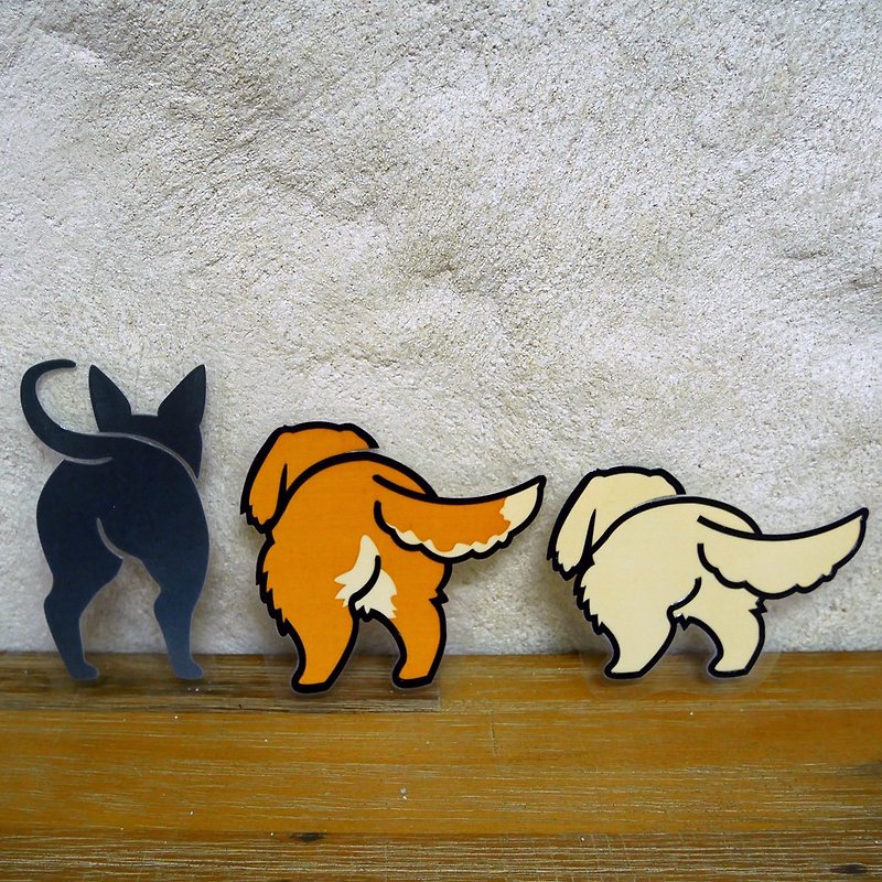 Golden Retriever Dachshund Taiwanese Dog Meeks Butt Reflective Sticker-180 Series - Stickers - Waterproof Material Brown