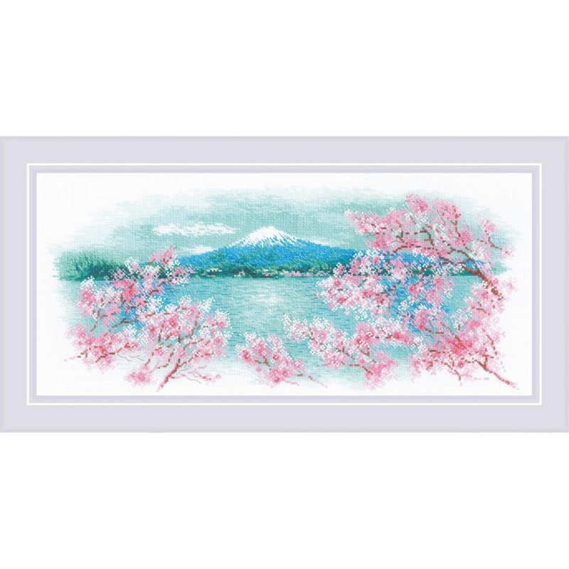 1744 - RIOLIS 十字繡材料包 - 櫻花 富士 - 編織/刺繡/羊毛氈/縫紉 - 其他材質 