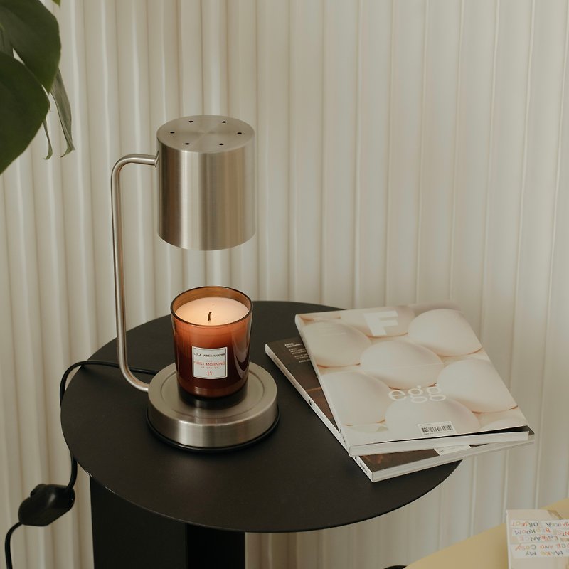 HOOOME Scented Candle Warm Lamp - Korean Style Simple (Silver Nickel) Melting Wax Lamp Dimmable - โคมไฟ - โลหะ สีเงิน