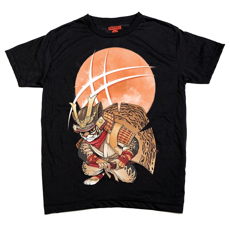 Bengal cat Tiger cat samurai warrior Chapter One T-shirt - T 恤 - 棉．麻 黑色
