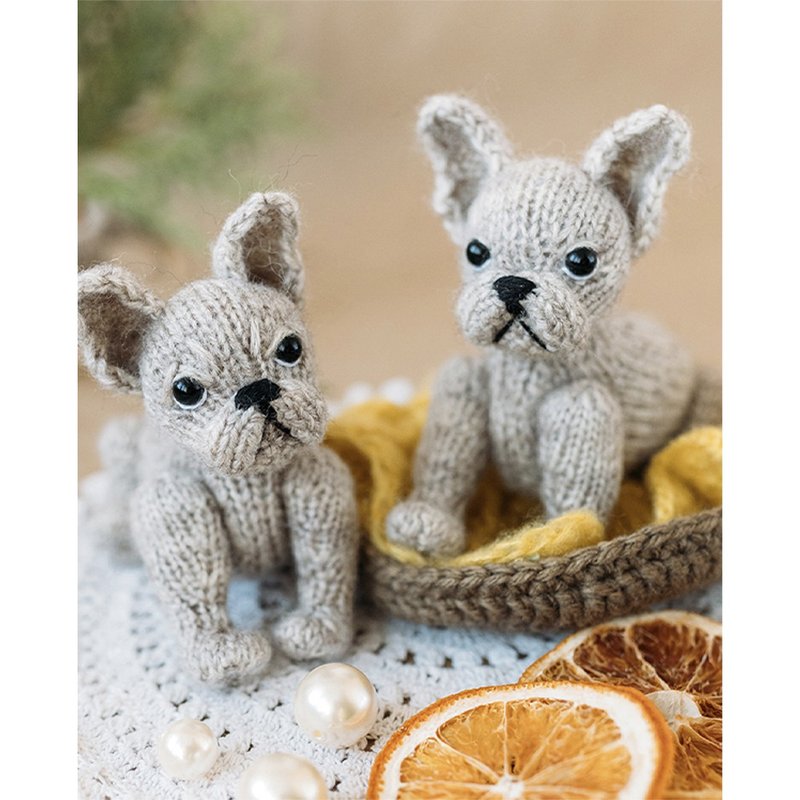 French Bulldog puppy knitting pattern. Little knitted realistic dog step by step - 手工藝教學/工具書 - 其他材質 