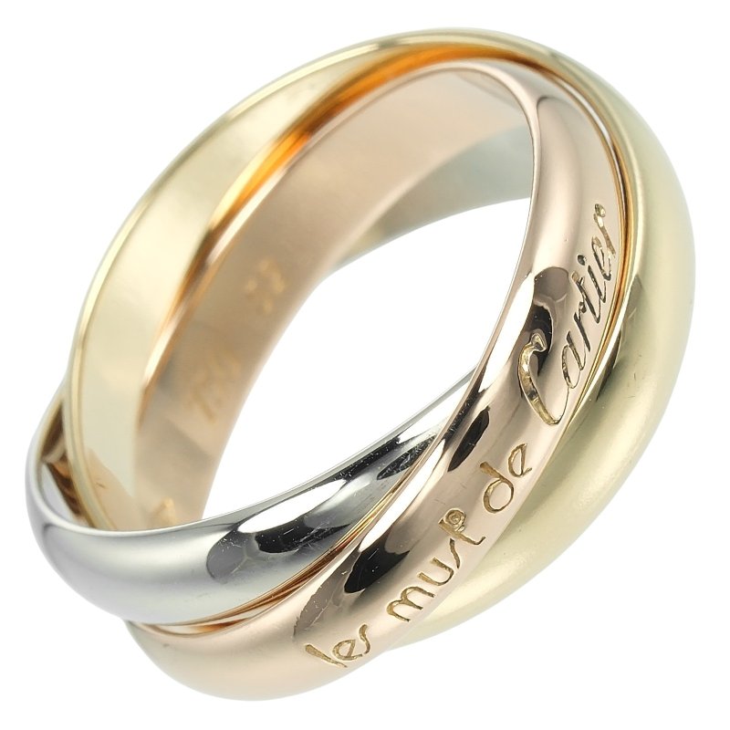 【日本直送】カルティエ CARTIER トリニティ 12号 リング 指輪 3.4mmバンド K18ゴールド YG PG WG 約7.7g【中古】Aランク - 戒指 - 貴金屬 金色