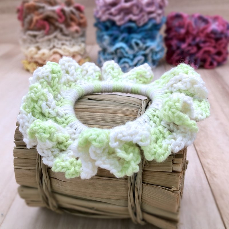 Hair Scrunchies - Colourful Hair Ties & Elastics - Crochet Hair Accessories - 髮夾/髮圈 - 棉．麻 綠色
