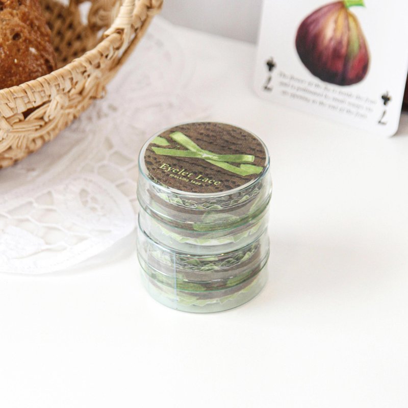 Eyelet Lace Die-cut Masking Tape | Matcha Ribbon - 紙膠帶/和紙/PET - 紙 綠色