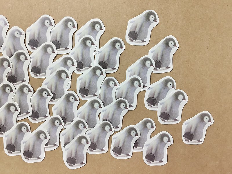 นกเพนกวินน้อยทำงานสติกเกอร์ - สติกเกอร์ - กระดาษ ขาว