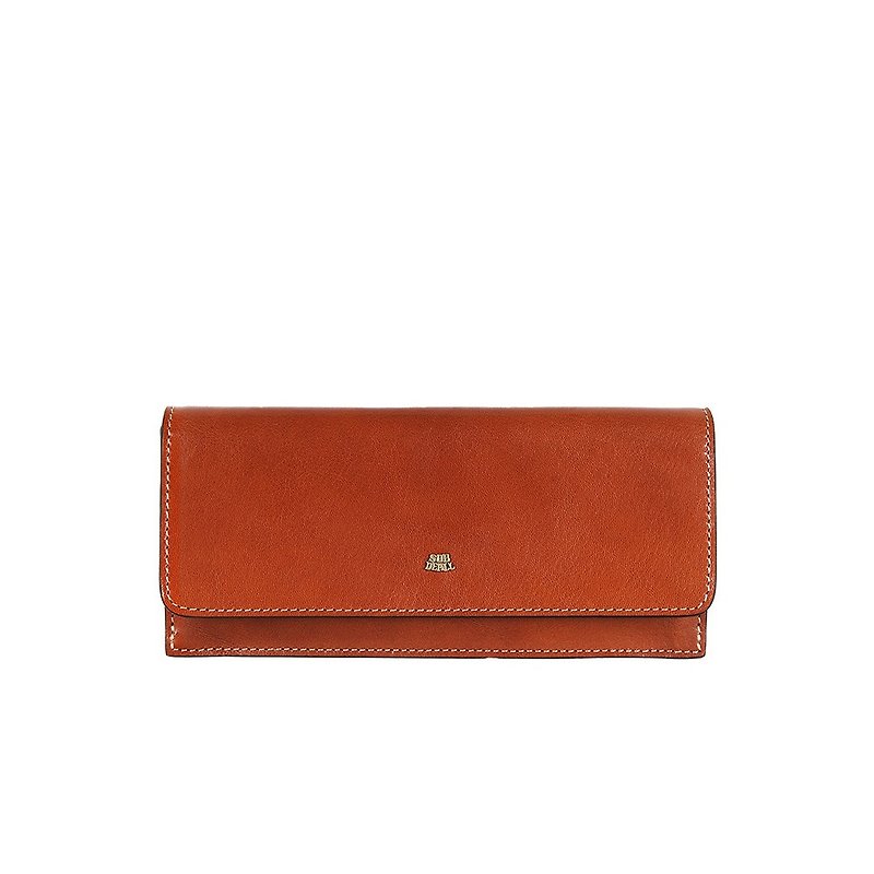 [SOBDEALL] 32nd Anniversary - Genuine Leather Simple Press-Buckle Long Clip - Wallets - Genuine Leather Brown