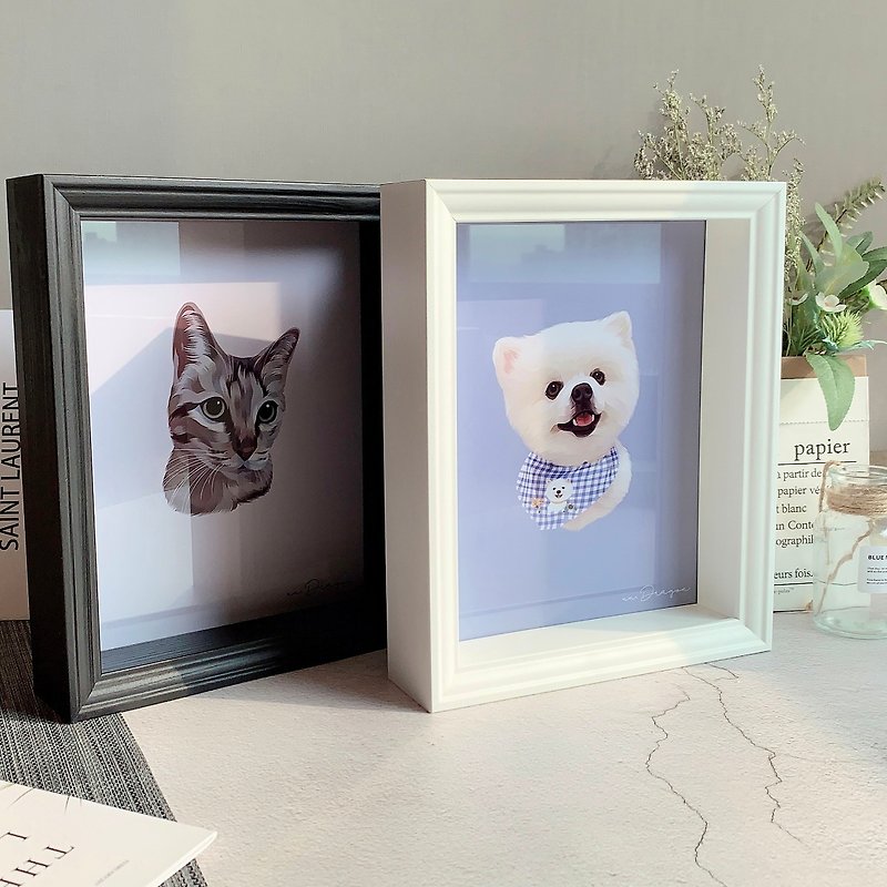 [Customized hand-painted pets] Thick picture frame - หมอน - วัสดุอื่นๆ ขาว