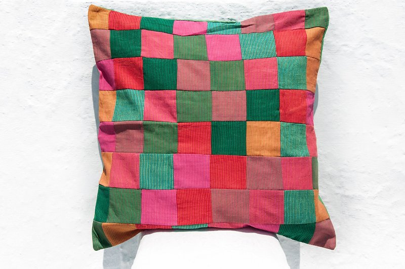 Hand-stitched hug pillowcase cotton pillowcase hand-splicing pillowcase-national wind palette rainbow - Pillows & Cushions - Cotton & Hemp Multicolor