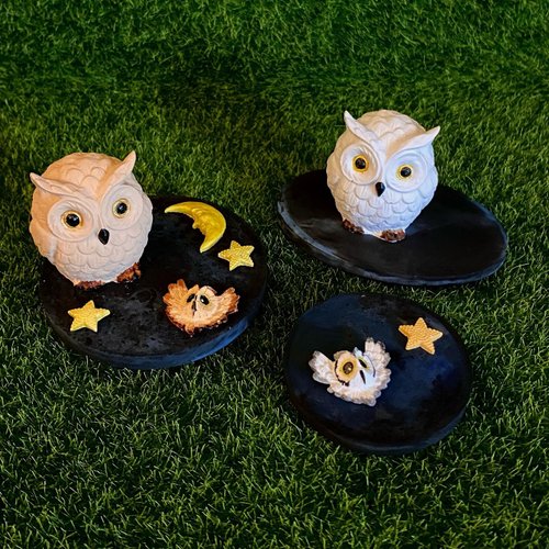 癒しの小物】フクロウの石オーナメントI 暗い店内に小さな