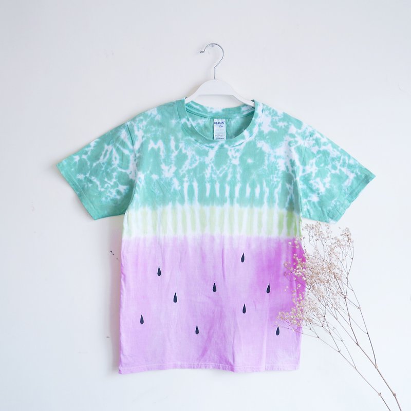 Watermellon | Tie dye/T-shirt/Garment/Custom size/Men/Women - Women's T-Shirts - Cotton & Hemp Pink