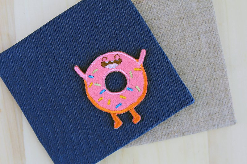 Hee Donuts-Self-adhesive Embroidered Cloth Stickers Happy Fast Food Series - เย็บปัก/ถักทอ/ใยขนแกะ - งานปัก หลากหลายสี