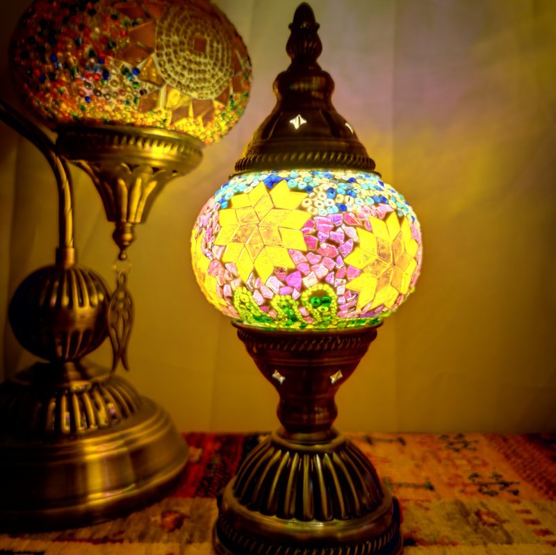 Mini Rechargeable Turkish Lamp (Spring Garden) - Lighting - Glass Multicolor