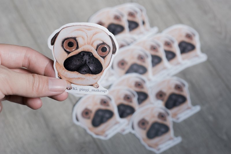 Sold Out Pug stickers Beagle Sticker Set Hand Painted Pencil Sticker Pack - สติกเกอร์ - กระดาษ สีทอง