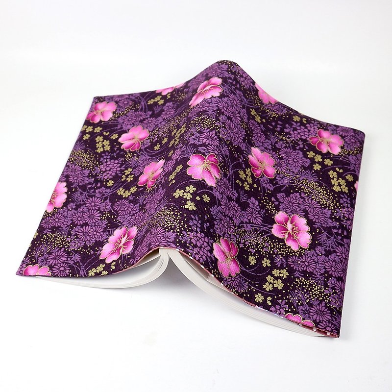 A5 Adjustable Mother's Handbook Cloth Book Cover - Peony (Purple) - Book Covers - Cotton & Hemp Purple