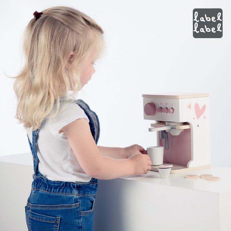 【Label Label】Wooden espresso machine-two colors available - Kids' Toys - Wood Multicolor