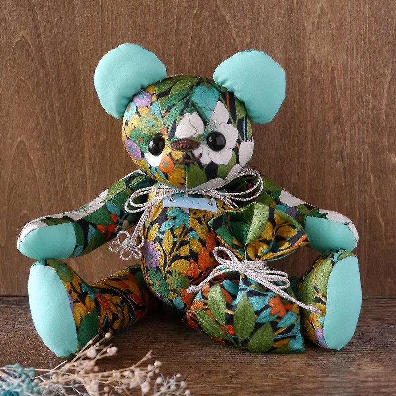 Kimono teddy bear premium and odor bag with gift package - Stuffed Dolls & Figurines - Silk Green