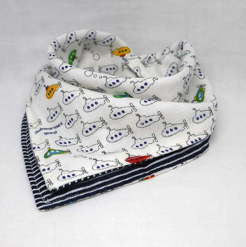 Japanese Handmade 6-layer-gauze Baby Bib/bandana style - スタイ - コットン・麻 ホワイト