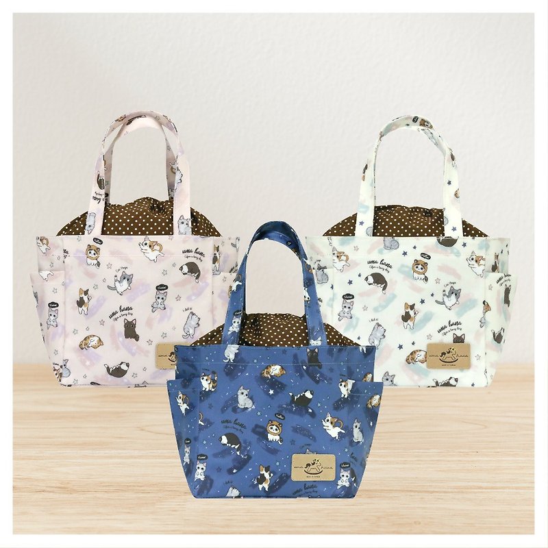 [Meow Star-Stool Bag] Japanese-style double-sided pocket waterproof bento bag made in Taiwan