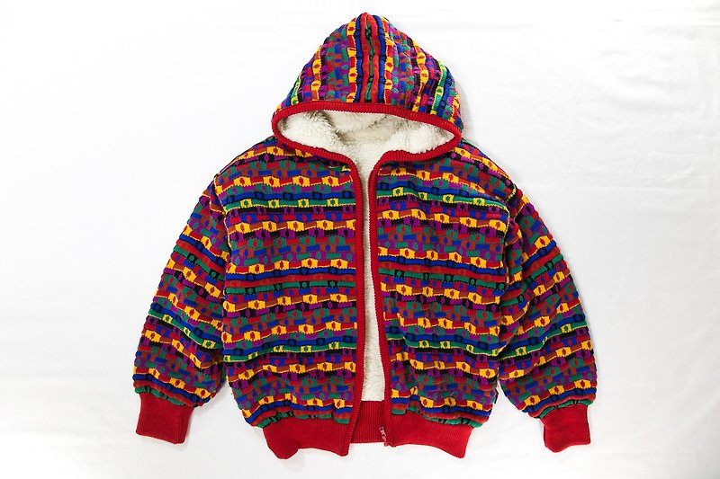 [3thclub Ming Ren Tang] Italian brand of high color spell color hooded cotton jacket shop MDI-003 hoodie vintage - Women's Casual & Functional Jackets - Cotton & Hemp Multicolor
