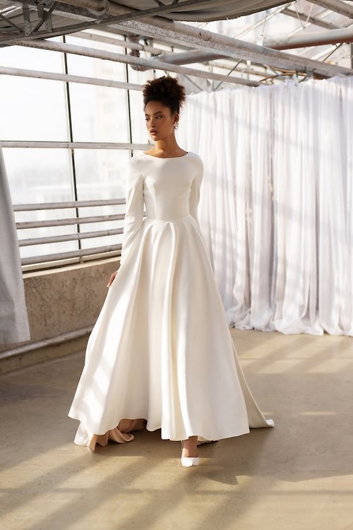 アイボリーシビルウェディングドレス、シンプルな50年代のウェディングドレス、ロングウェディングドレス - ショップ Dreamu0026Dress ドレス -  Pinkoi