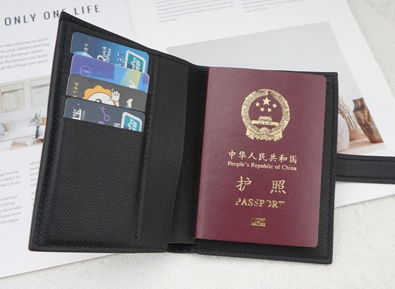 Simple handmade genuine leather ID passport multifunctional protective cover - Other - Genuine Leather Black