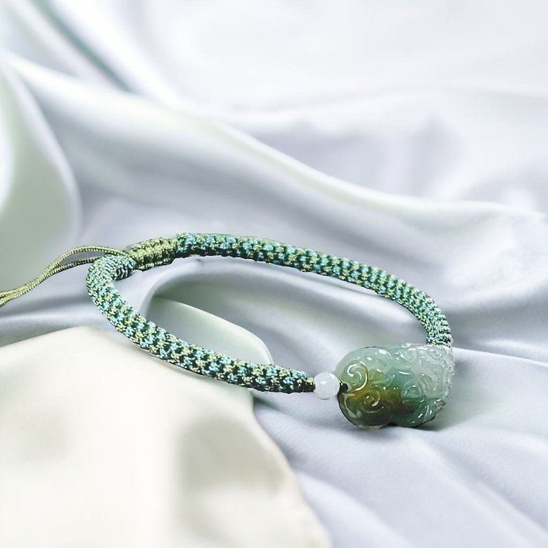 [Lucky Beast] Ice Yellow Jade Pixiu Braided Bracelet | Natural Burmese Jade Jade A | Gift - Bracelets - Jade Multicolor