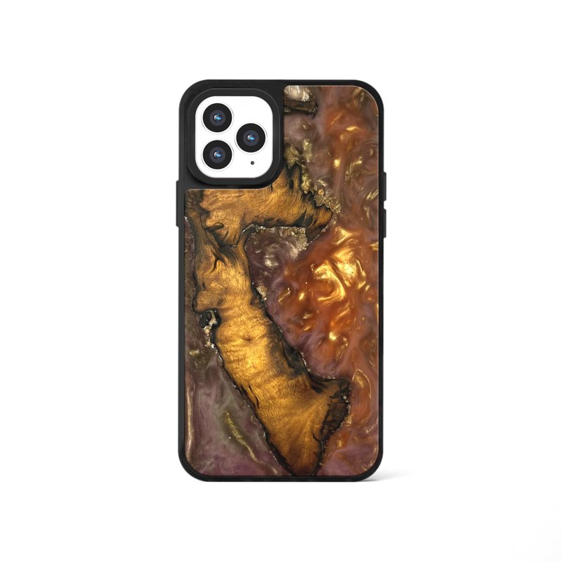 iPhone 13/14/15/16 epoxy wooden resin phone case - Allegory III - Phone Cases - Wood Gold