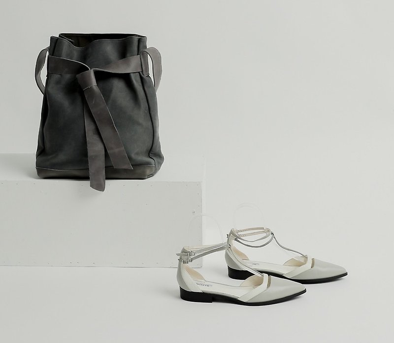 Goody Bag－鞋包成對七折優惠組合 - 側背包/斜孭袋 - 真皮 灰色