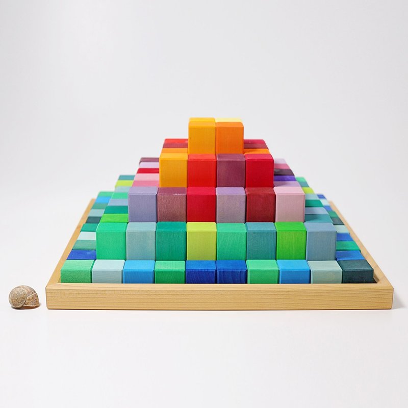 Grimm's - Building Blocks - Pyramid - 100pcs - ของเล่นเด็ก - ไม้ หลากหลายสี