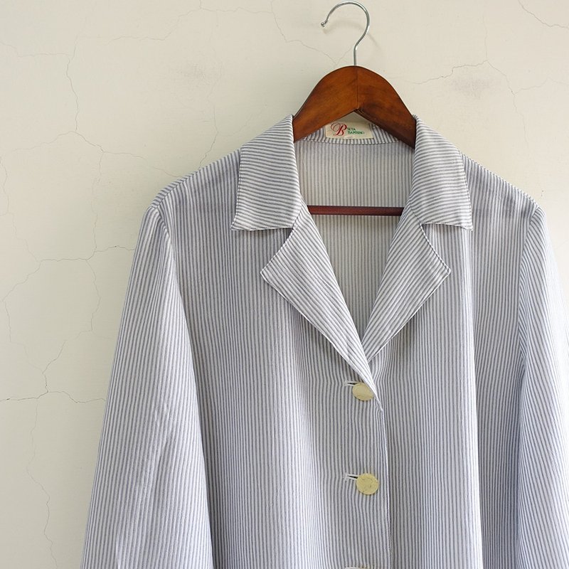│Slowly│ 直線條/古著襯衫 │vintage.復古.文藝 - 女襯衫 - 聚酯纖維 多色