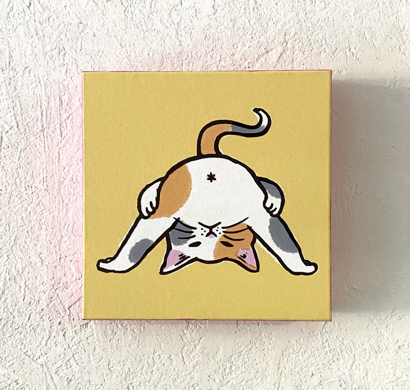 Canvas Art Peeping Cat Again Yellow - โปสเตอร์ - ผ้าฝ้าย/ผ้าลินิน สีเหลือง