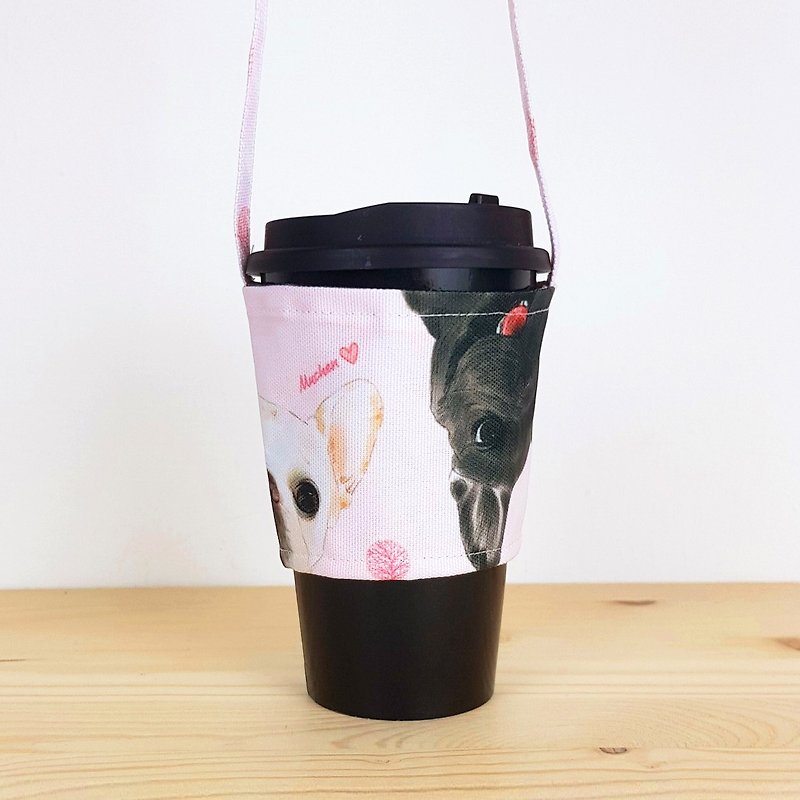 Fadou Shuangbao environmental protection cup set/beverage bag/animal pet shape - ถุงใส่กระติกนำ้ - วัสดุอื่นๆ สึชมพู