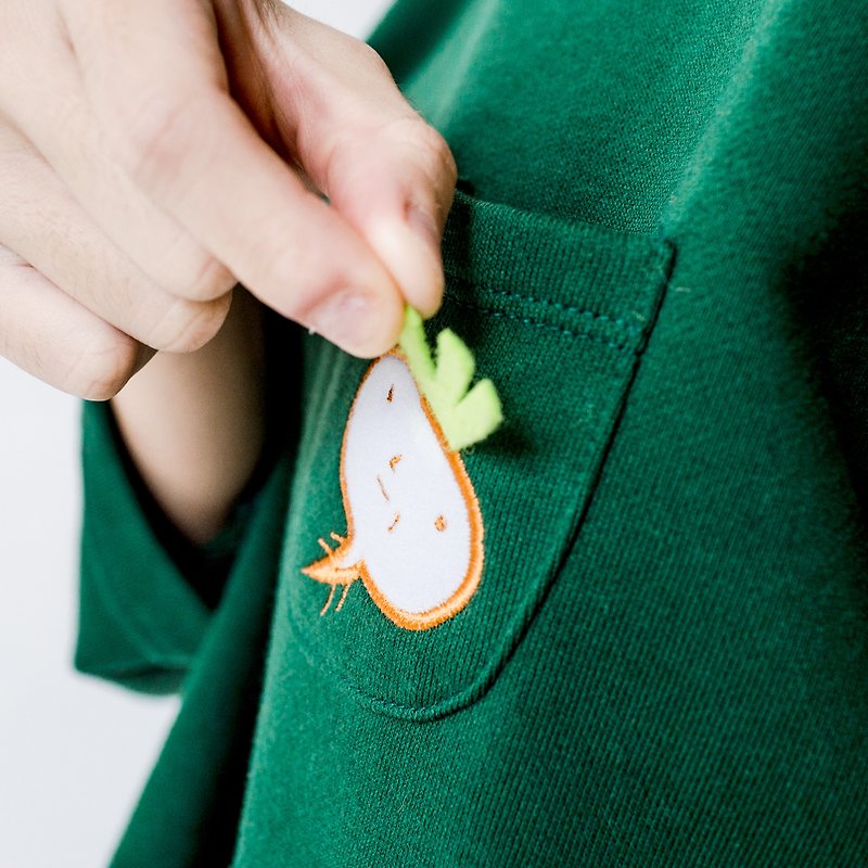 green turnip / three-quarter sleeve - เสื้อผู้หญิง - ผ้าฝ้าย/ผ้าลินิน สีเขียว