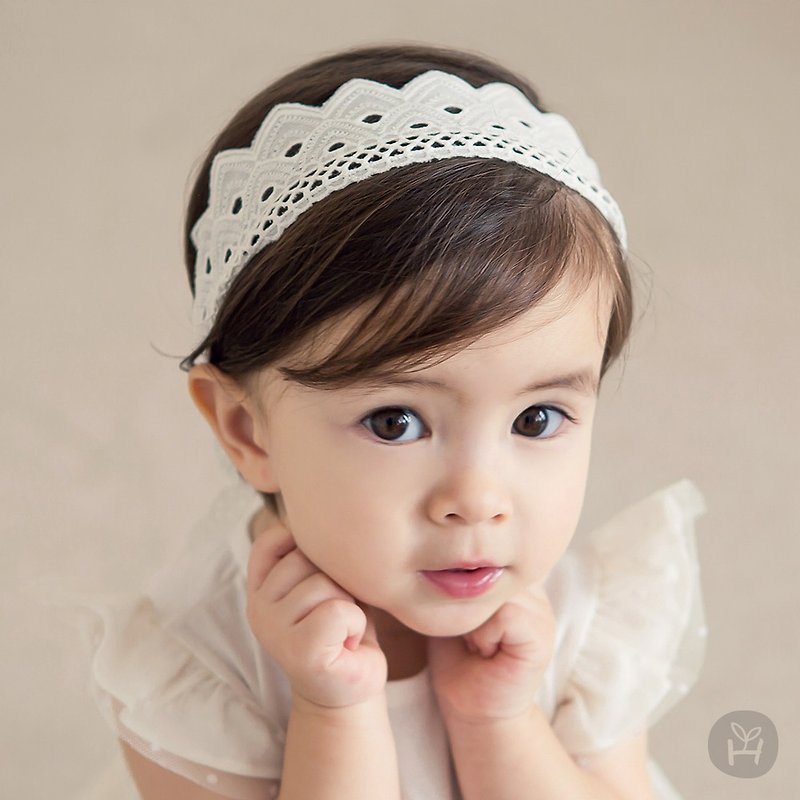 Happy Prince Moa Baby Girl Pure Lace Hair Band Made in Korea - อื่นๆ - ผ้าฝ้าย/ผ้าลินิน ขาว