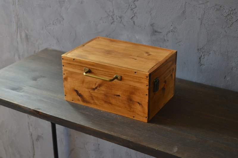 0310mito 日本國產檜木 旅行箱收納盒 木製收納箱 L尺寸 AG圓形把手 - 收納箱/收納用品 - 木頭 咖啡色